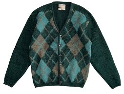 Green Argyle Knit Cardigan